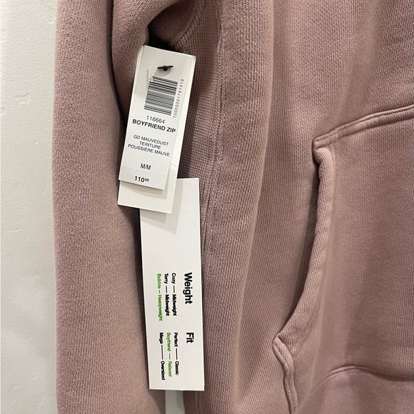 NWT Aritzia TNA Bubble Fleece Boyfriend Zip Hoodie Mauve Sz Medium - Picture 6 of 9